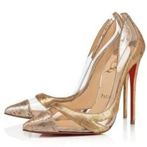 Christian Louboutin Gold and Clear Heels